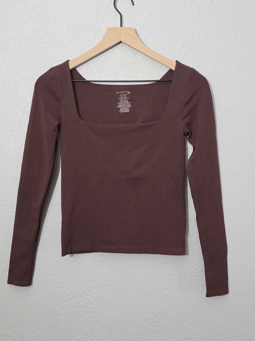 Intimately Free People Clean Lines Long Sleeve Top Chocolate/Merlot Women M/L - Picture 2 of 7